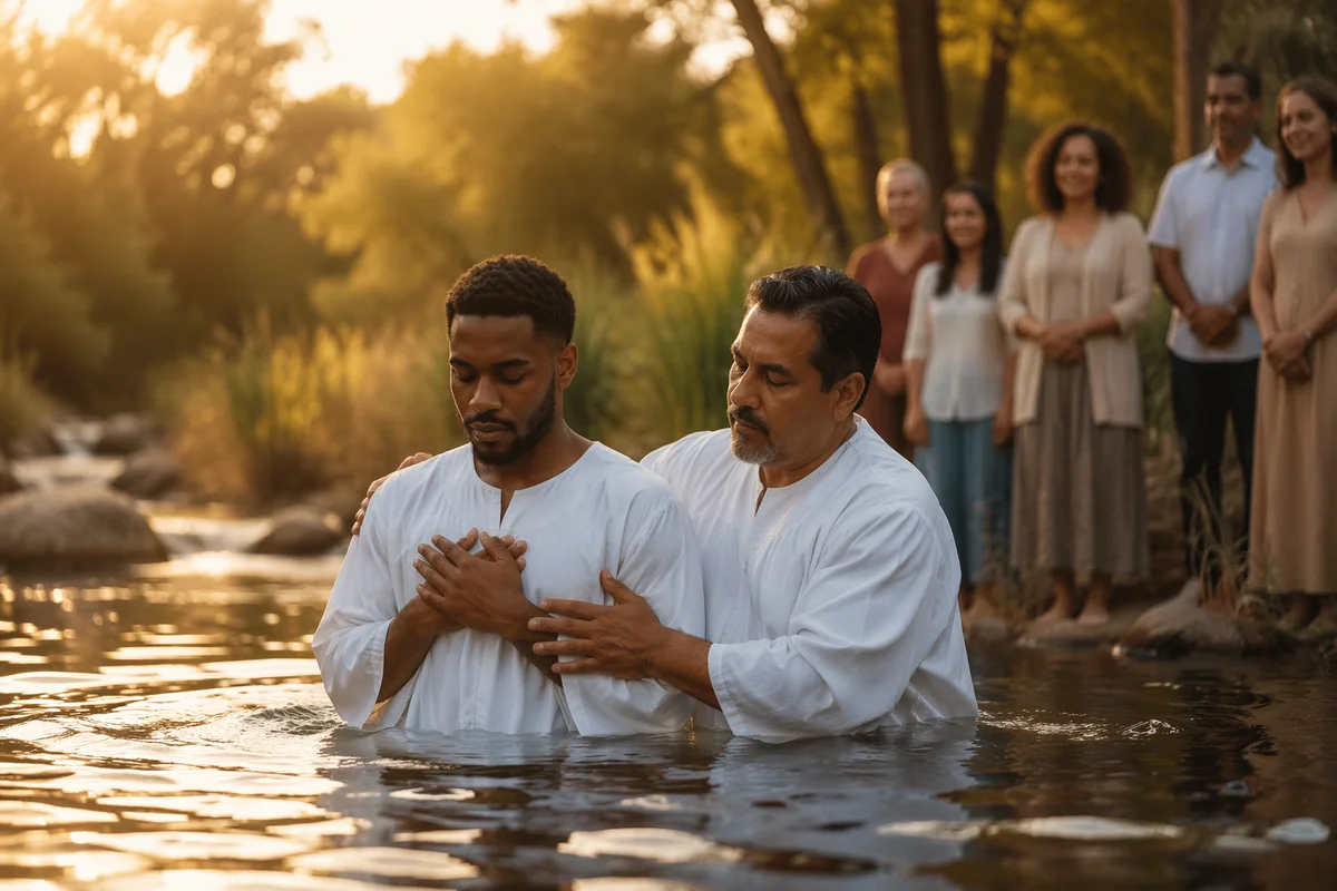 Outdoor River Baptism at Golden Hour