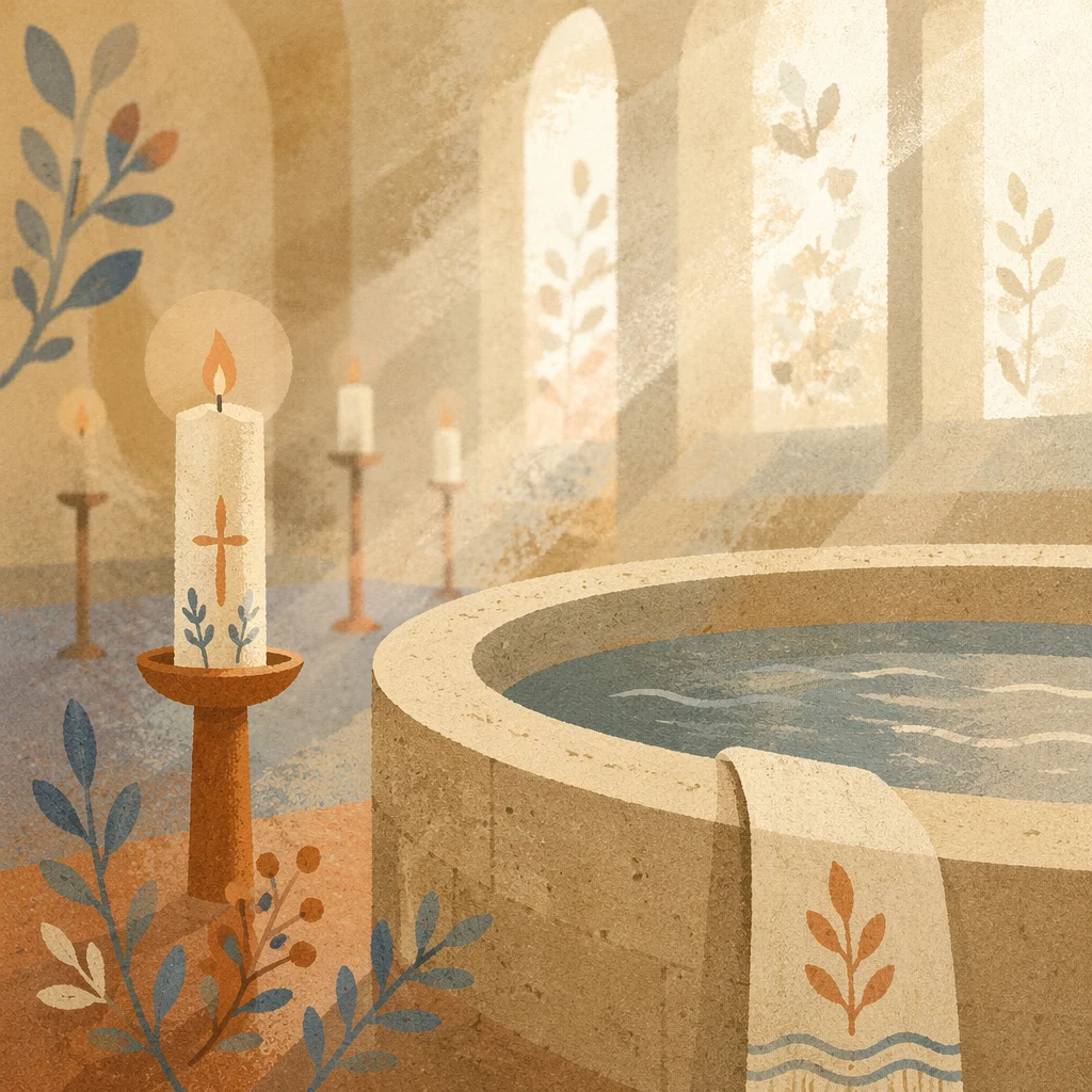 Modern Church Baptism Pool with Candles