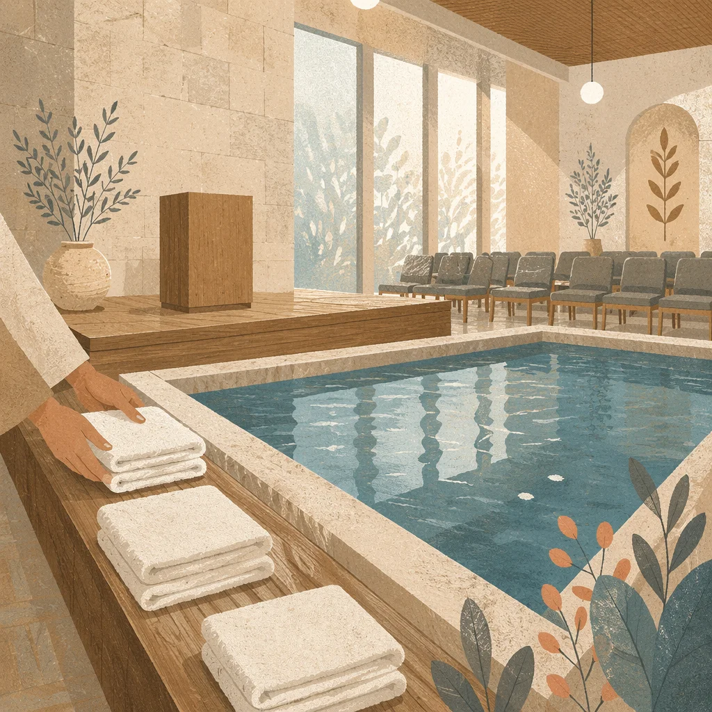 Modern Church Baptism Pool Preparation Scene