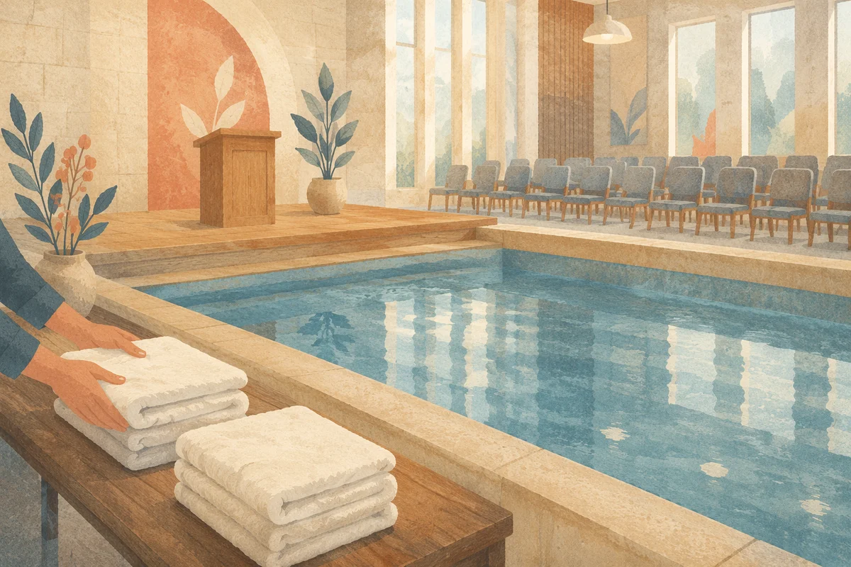 Modern Church Baptism Pool Morning Preparation