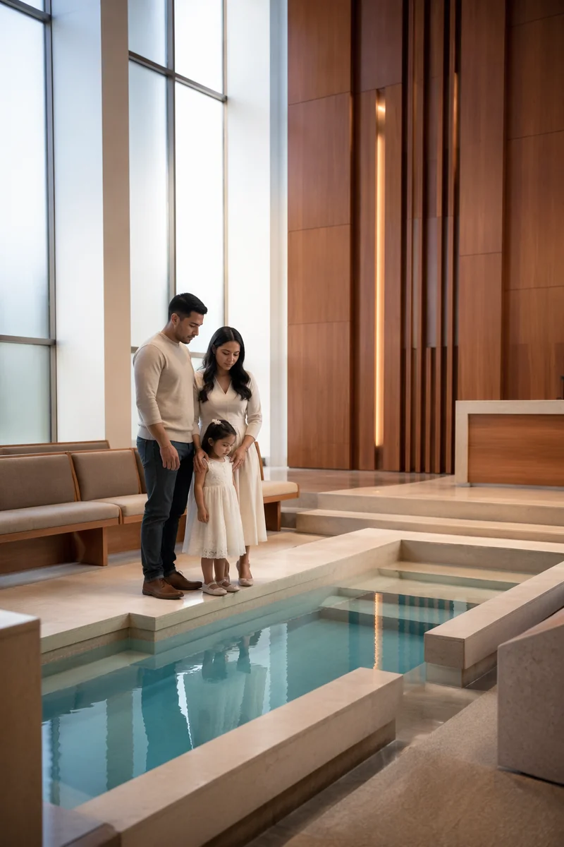 Modern Church Interior With Baptism Pool