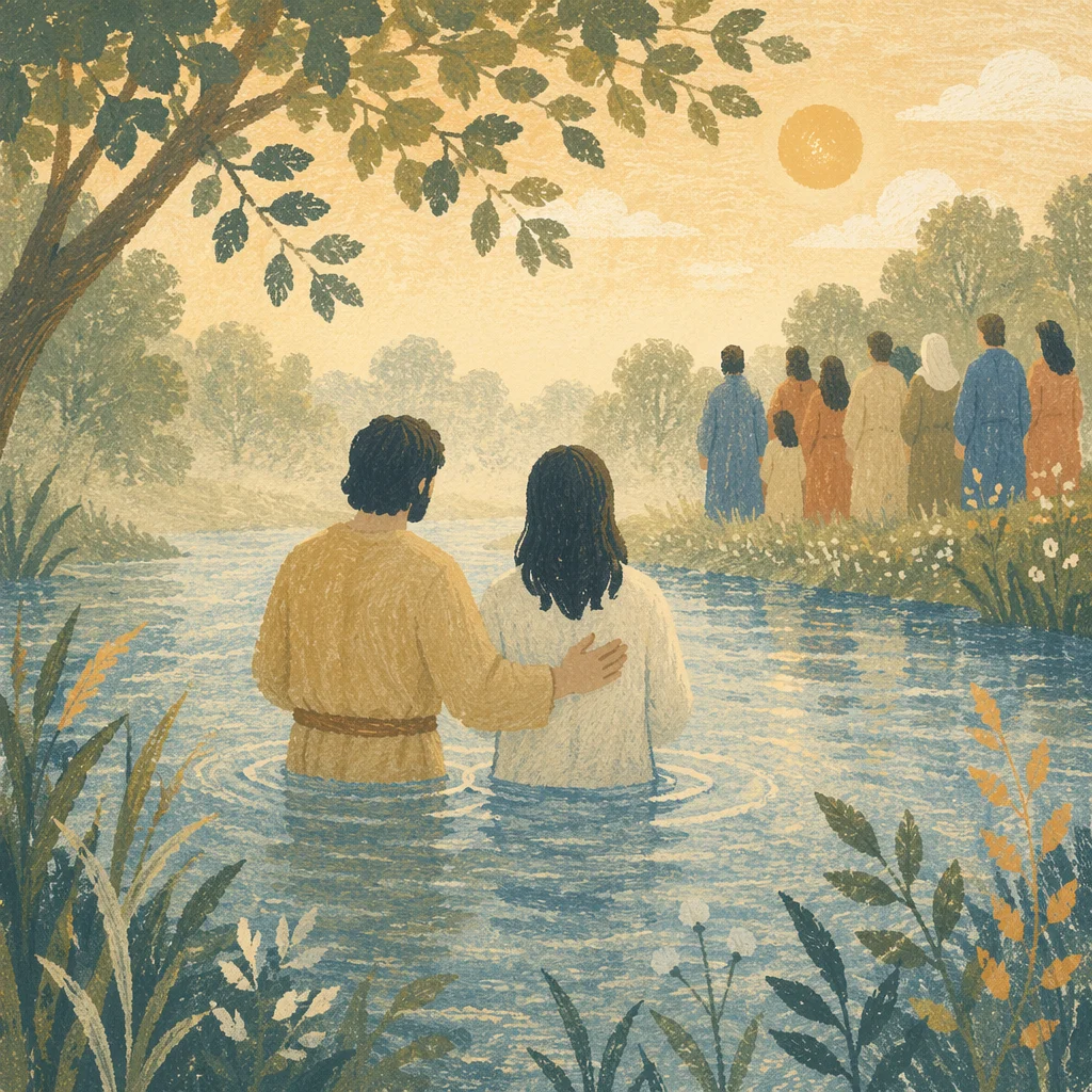 Peaceful River Baptism at Sunrise