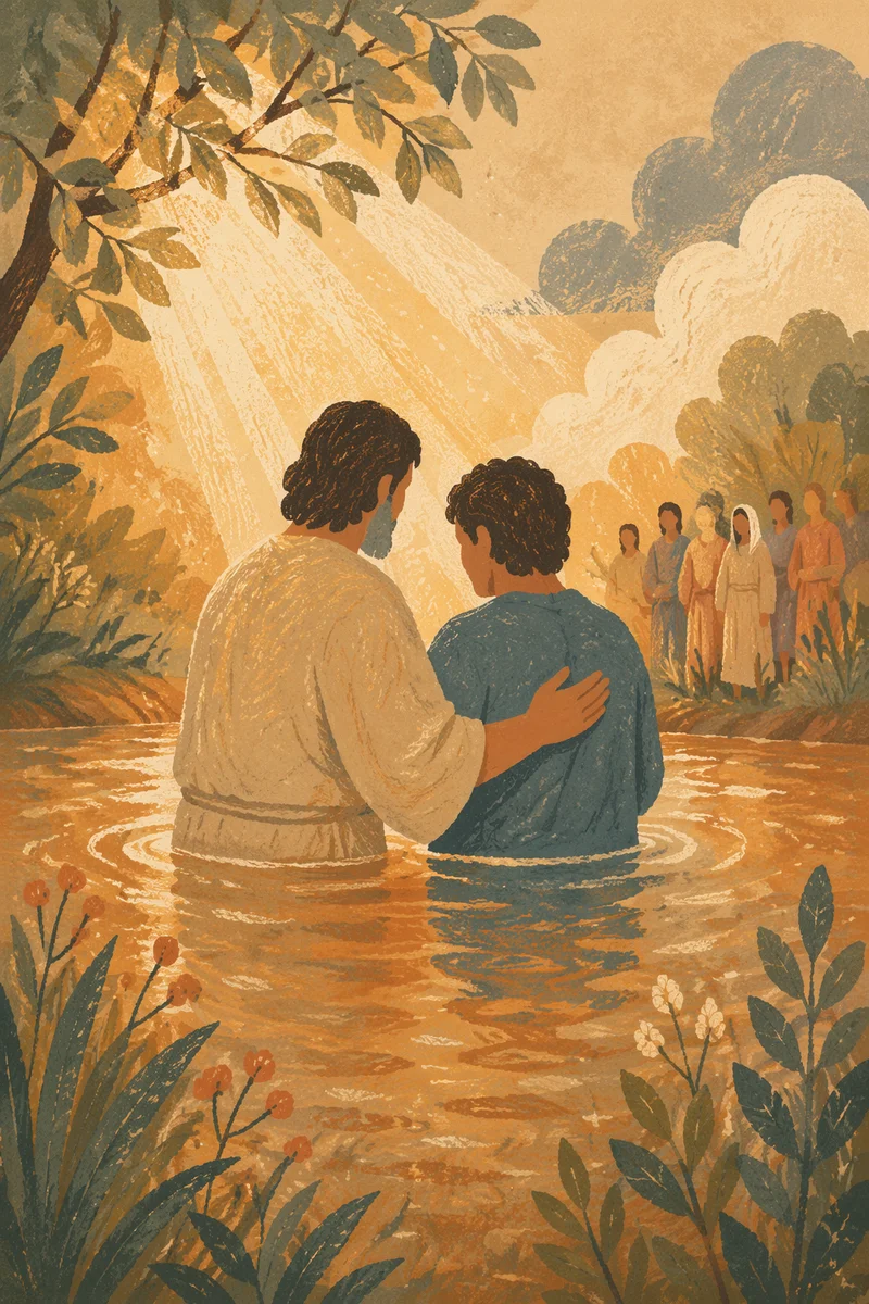 Peaceful Forest River Baptism Ceremony