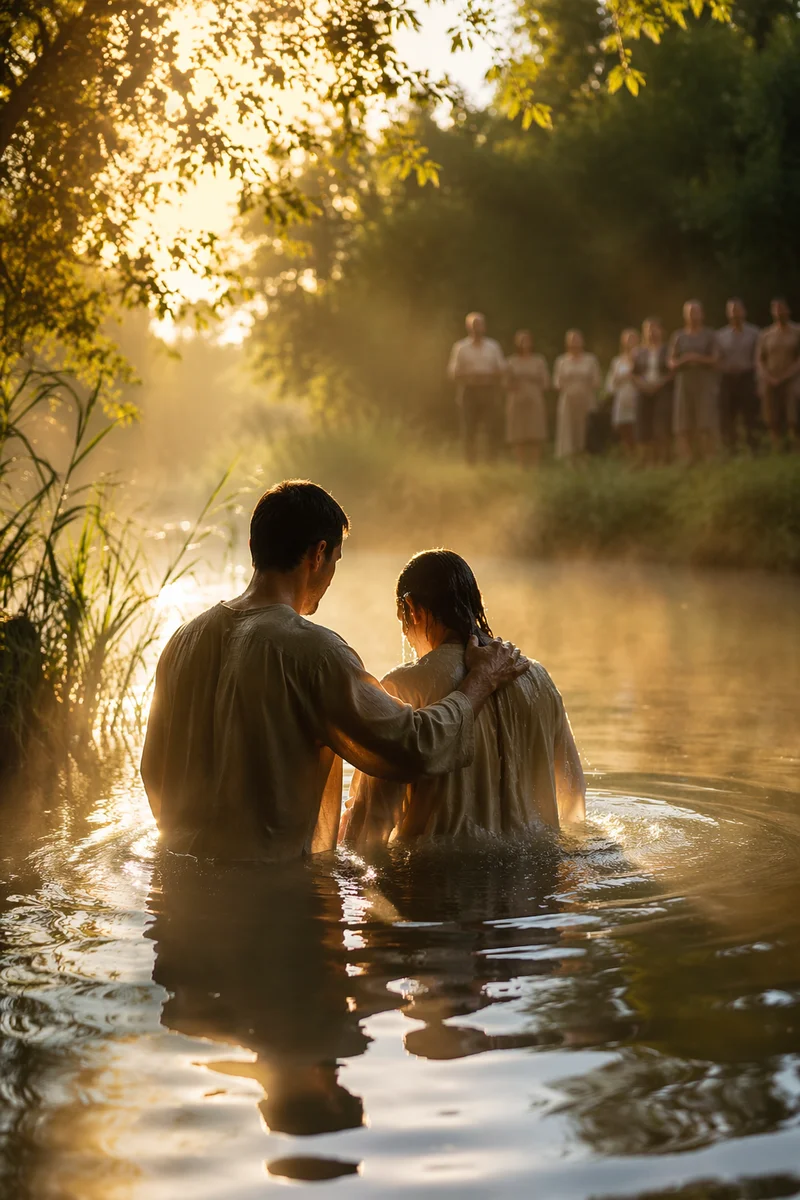 Outdoor River Baptism at Sunrise