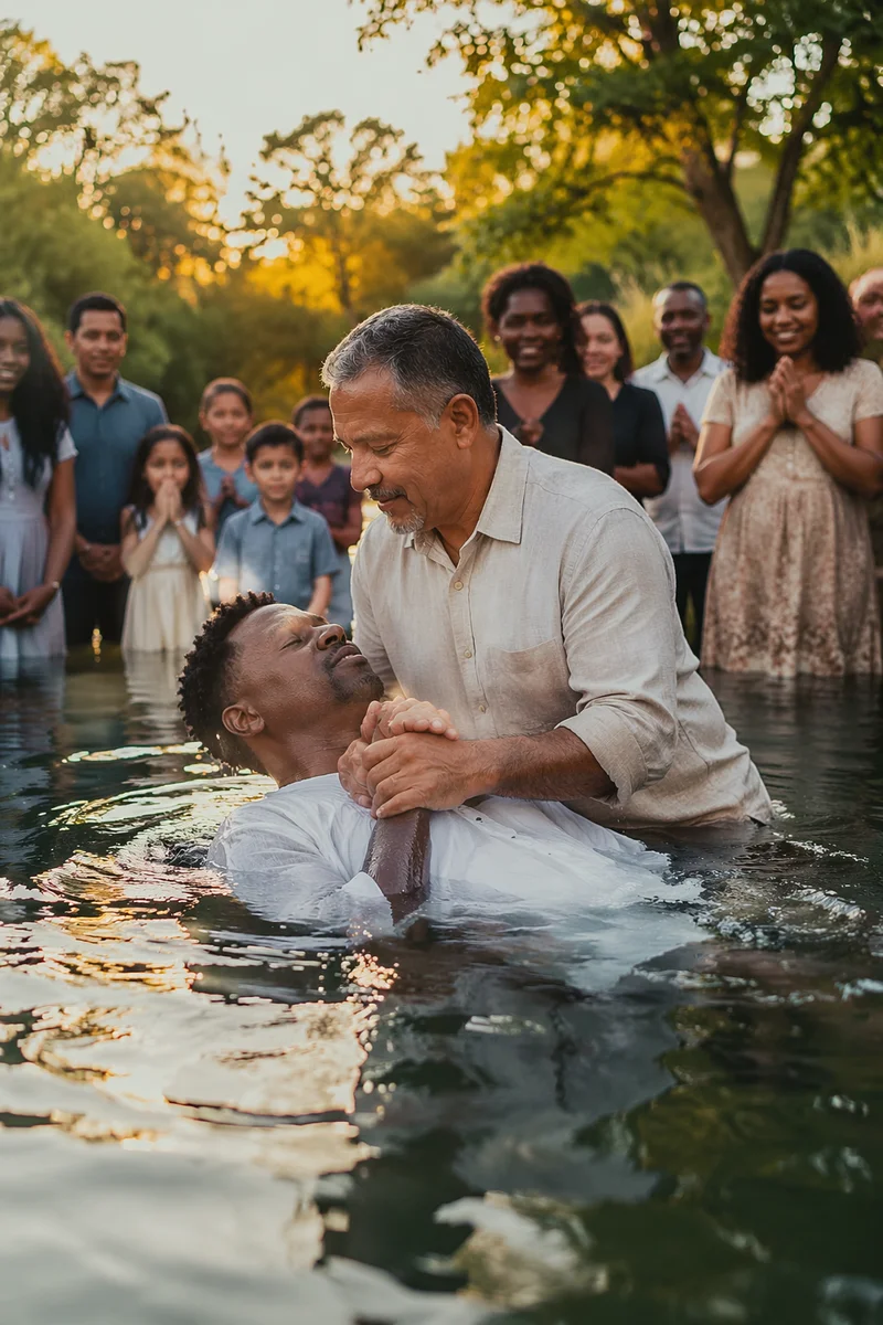 Outdoor River Baptism at Golden Hour
