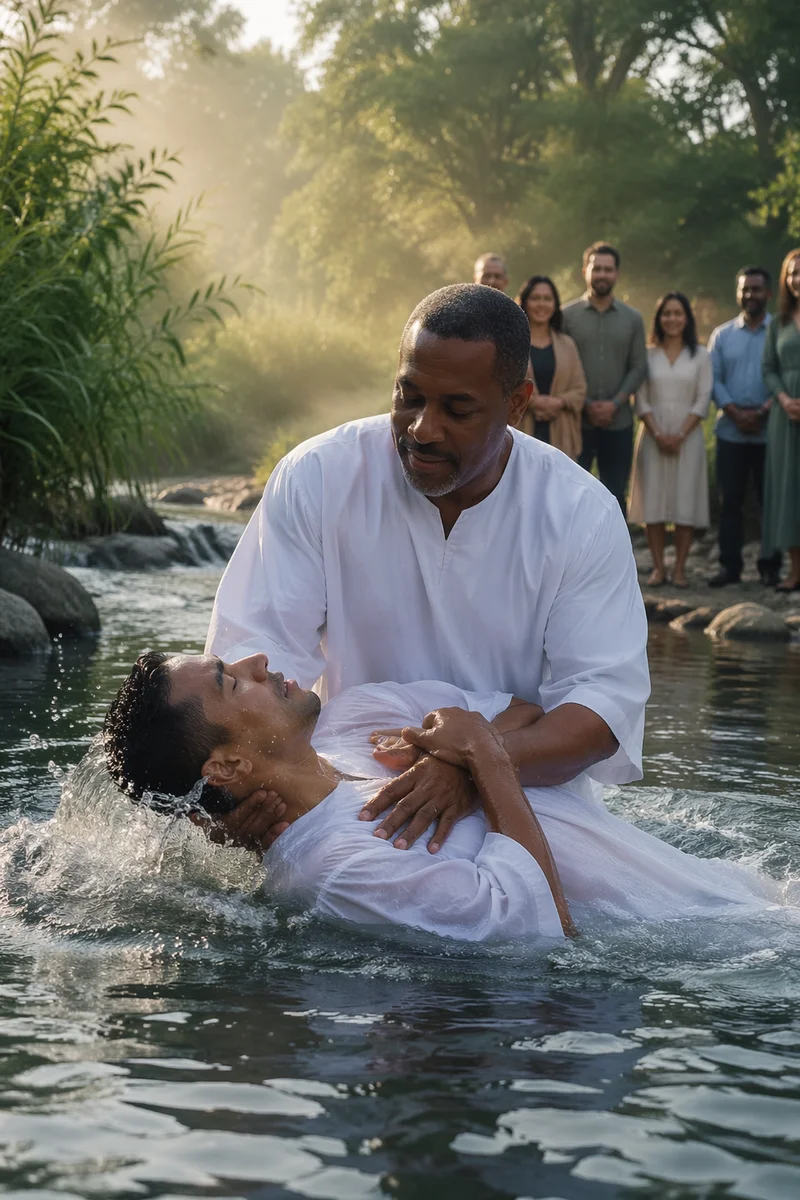 Outdoor River Baptism at Morning Light