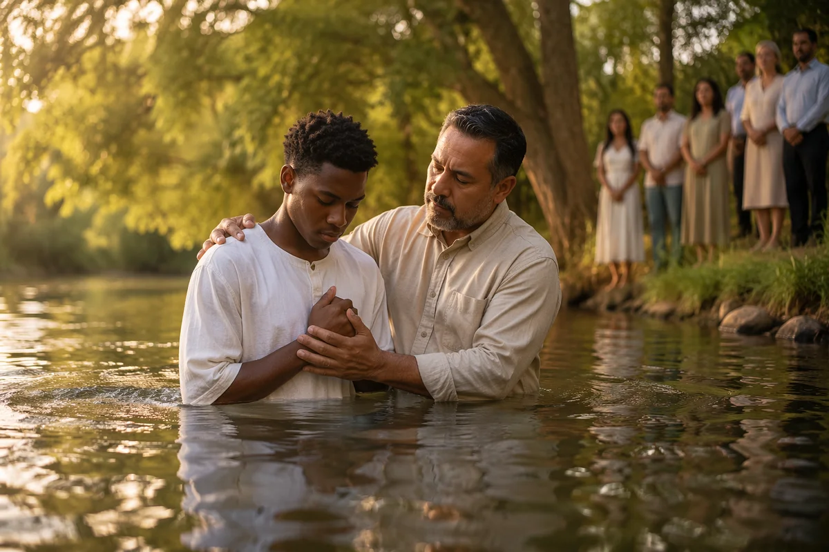 Outdoor River Baptism at Golden Hour