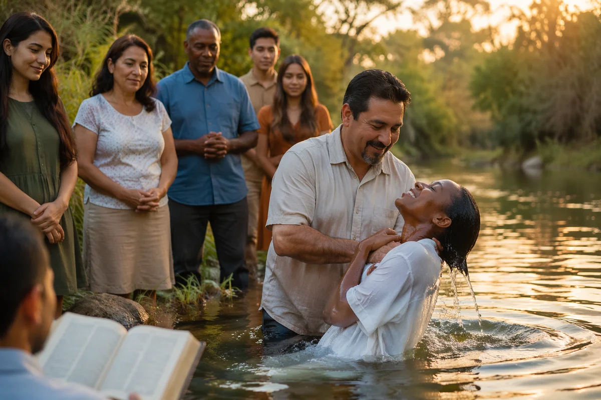 Outdoor River Baptism at Golden Hour