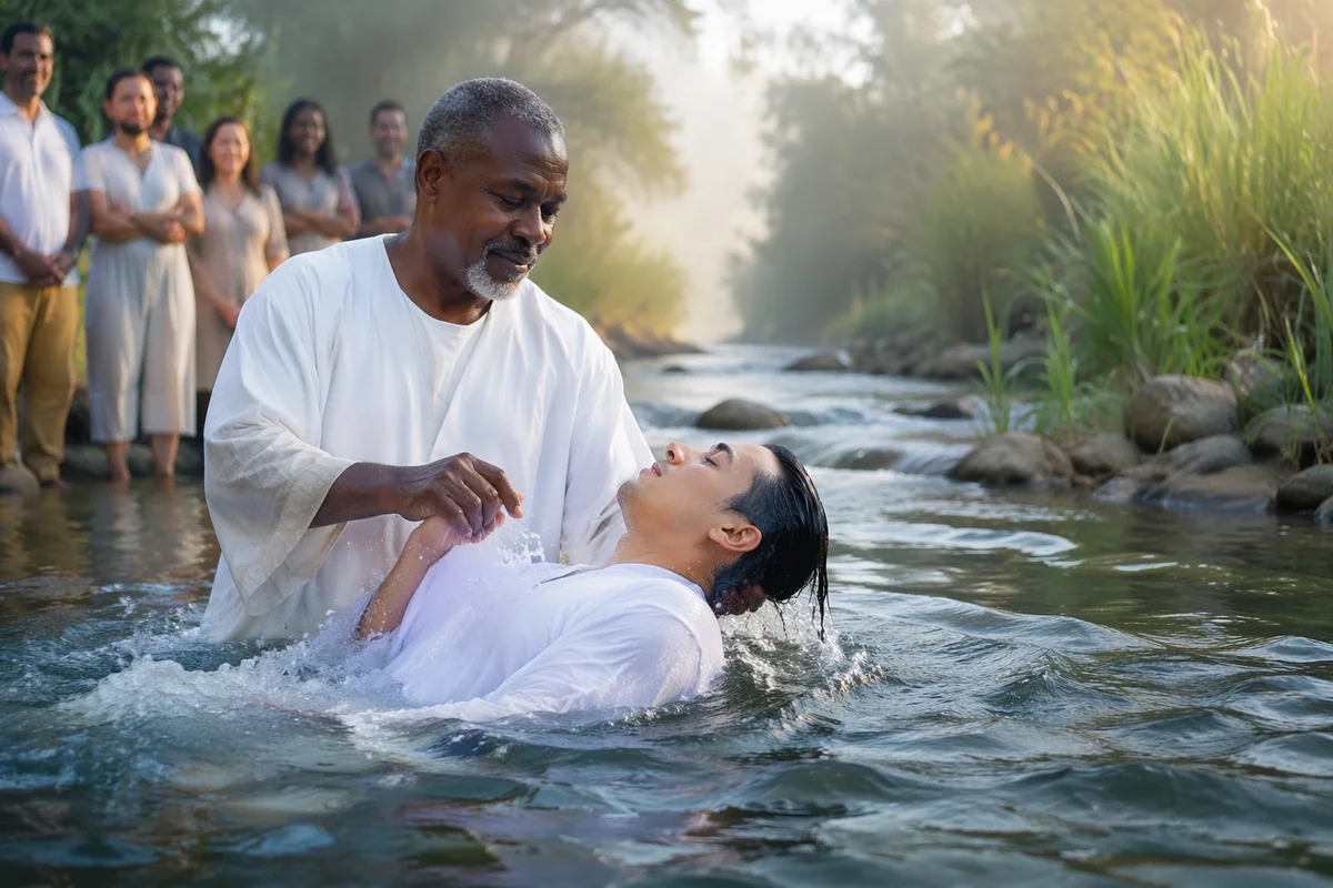 Outdoor River Baptism at Morning Light