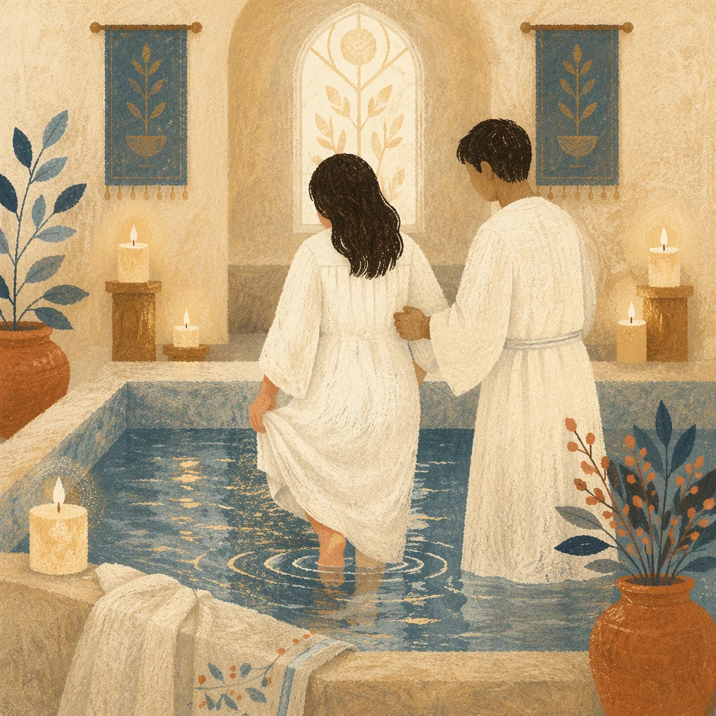 Peaceful Baptism in White Robe