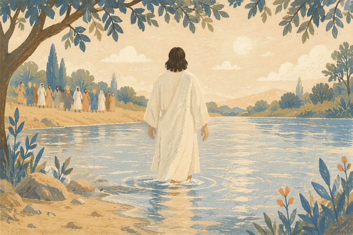 Outdoor Baptism in White Robe
