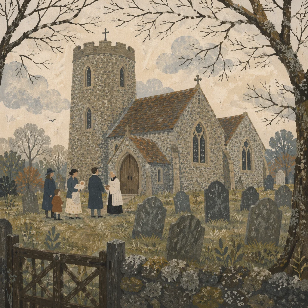 Historic Stone Parish Church Baptism Scene
