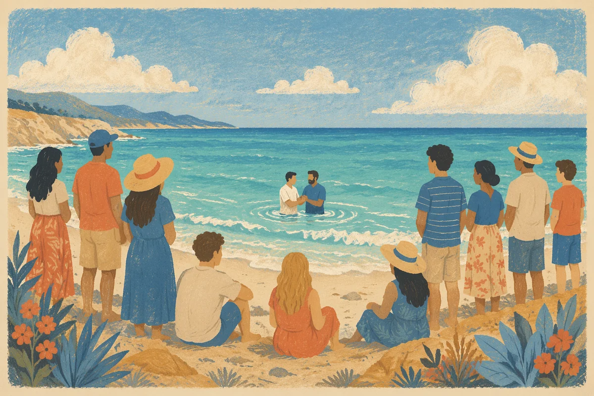 Beach Baptism with Congregation by the Sea