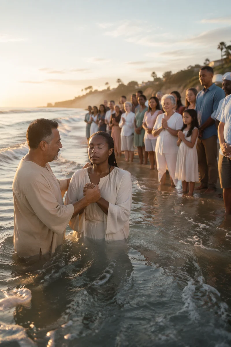 Beach Baptism at Golden Hour