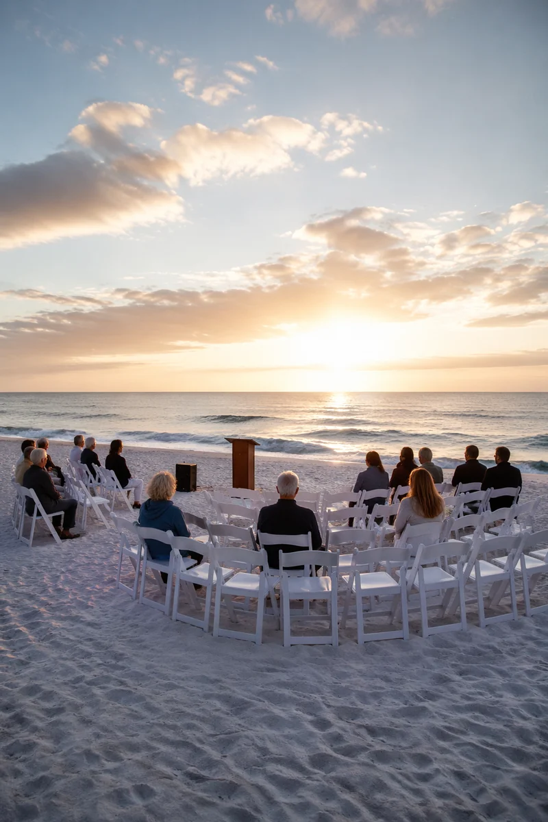 Sunrise Beach Church Service Setup