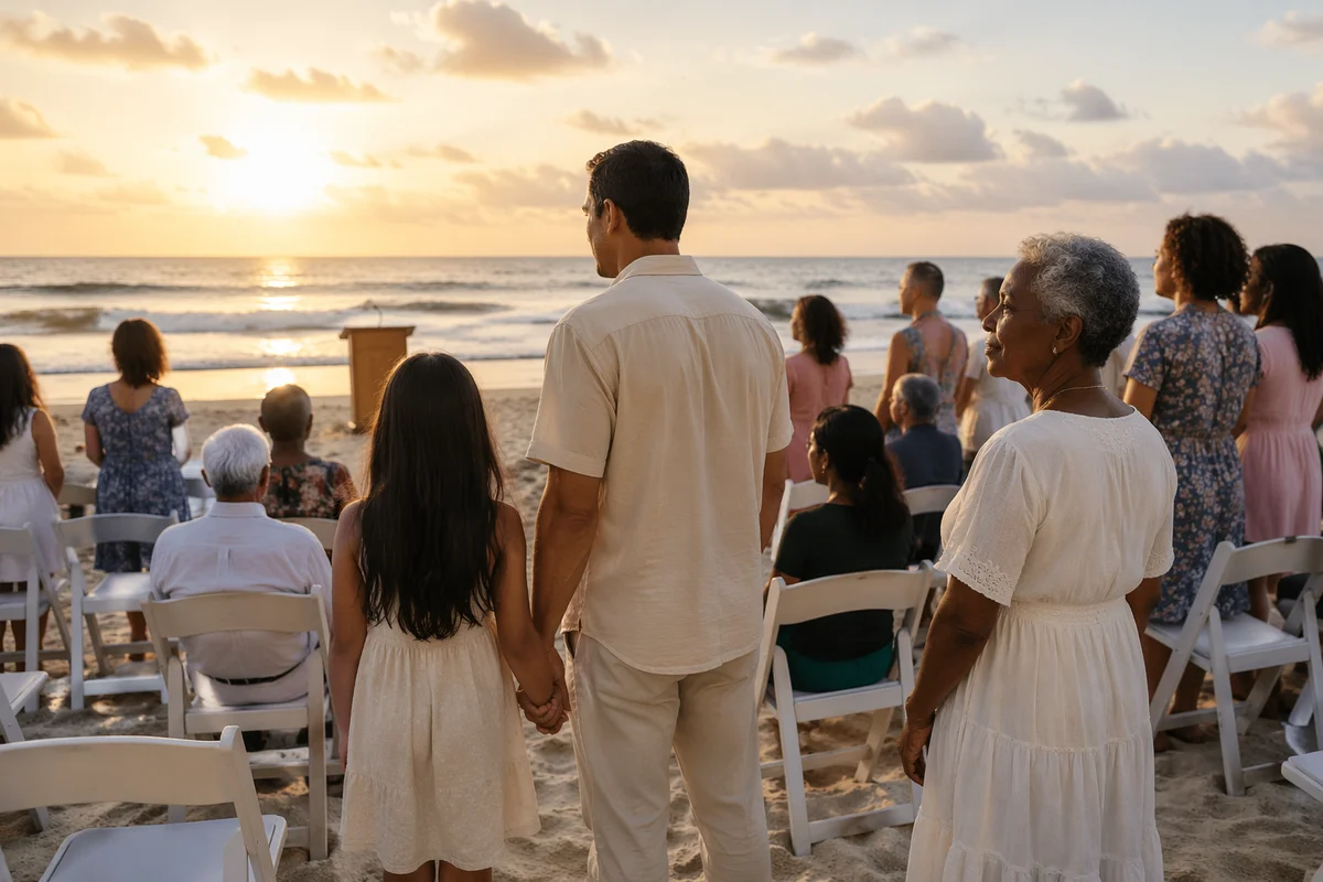 Beachside Church Gathering at Sunrise