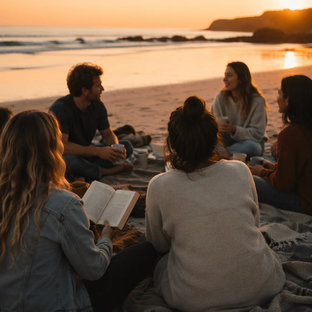 Beach Sunset Faith Group Conversation