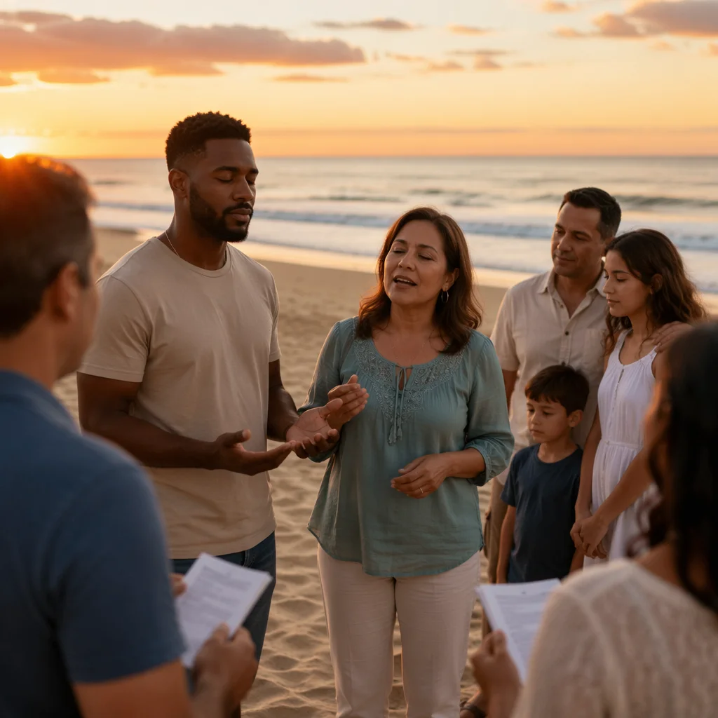 Beach Prayer Gathering at Sunset Shore