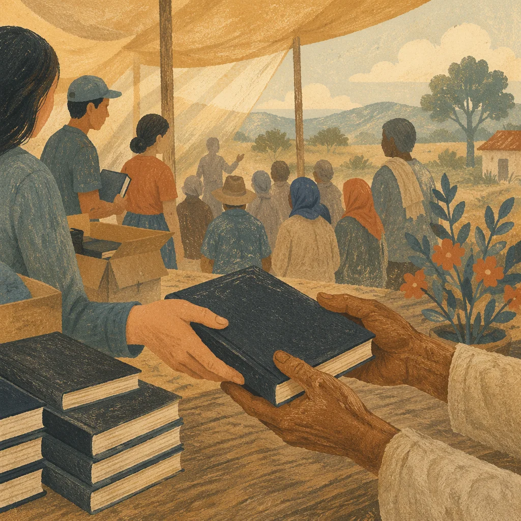 Bible Distribution at Rural Mission Tent