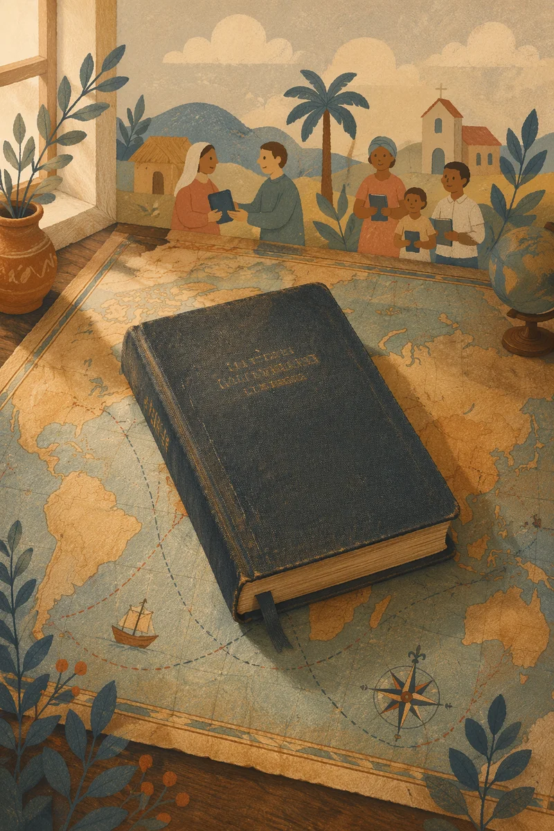 Bible on World Map for Missions