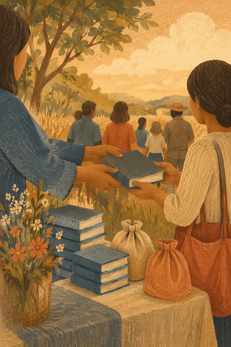 Rural Bible Distribution Outreach After Sunday Service