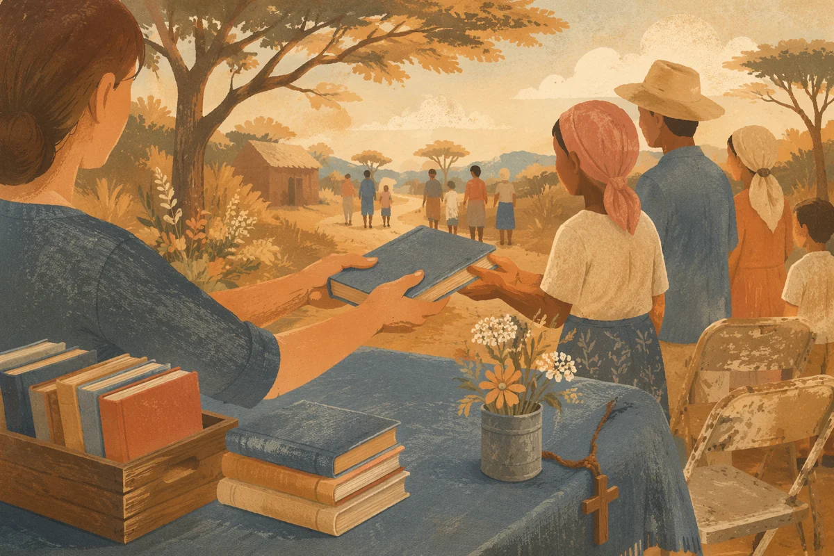 Bible Distribution Outreach on Country Road