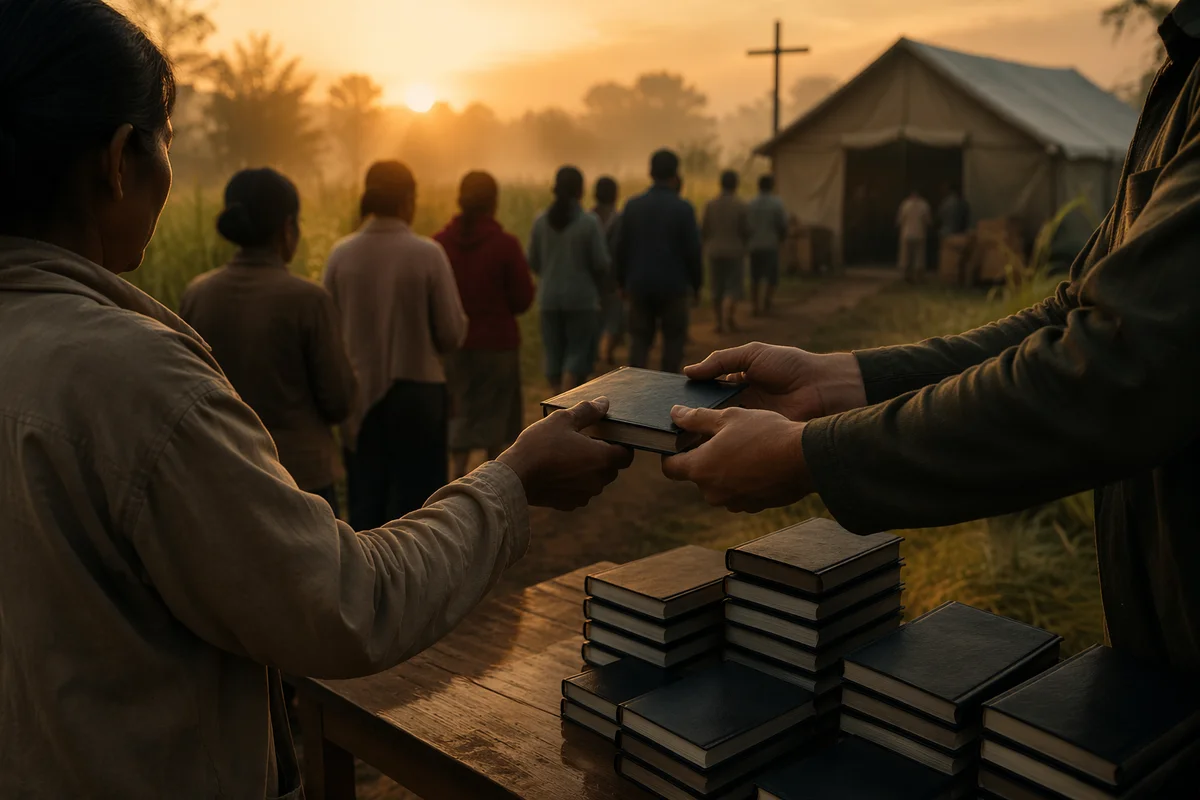 Dawn Bible Distribution at Rural Mission Tent