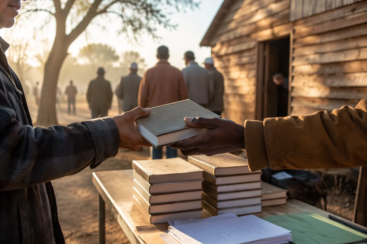 Rural Bible Distribution in Morning Mission Courtyard