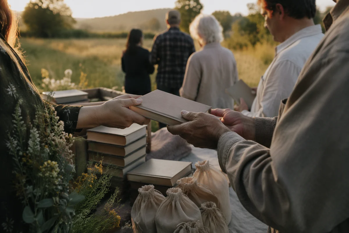 Rural Bible Distribution After Sunday Service