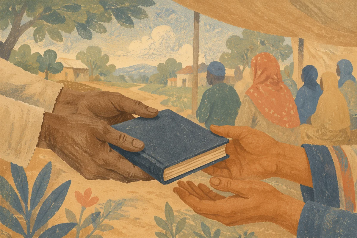 Bible Distribution Hands in Mission Field