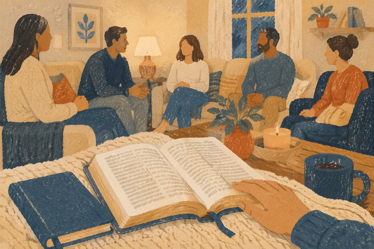 Cozy Bible Study Group in Living Room