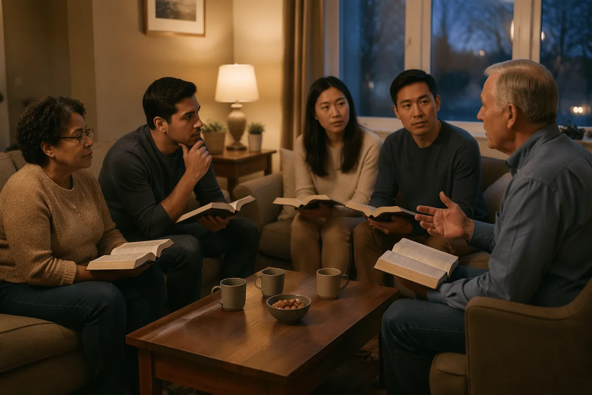 Cozy Bible Study Group in Living Room