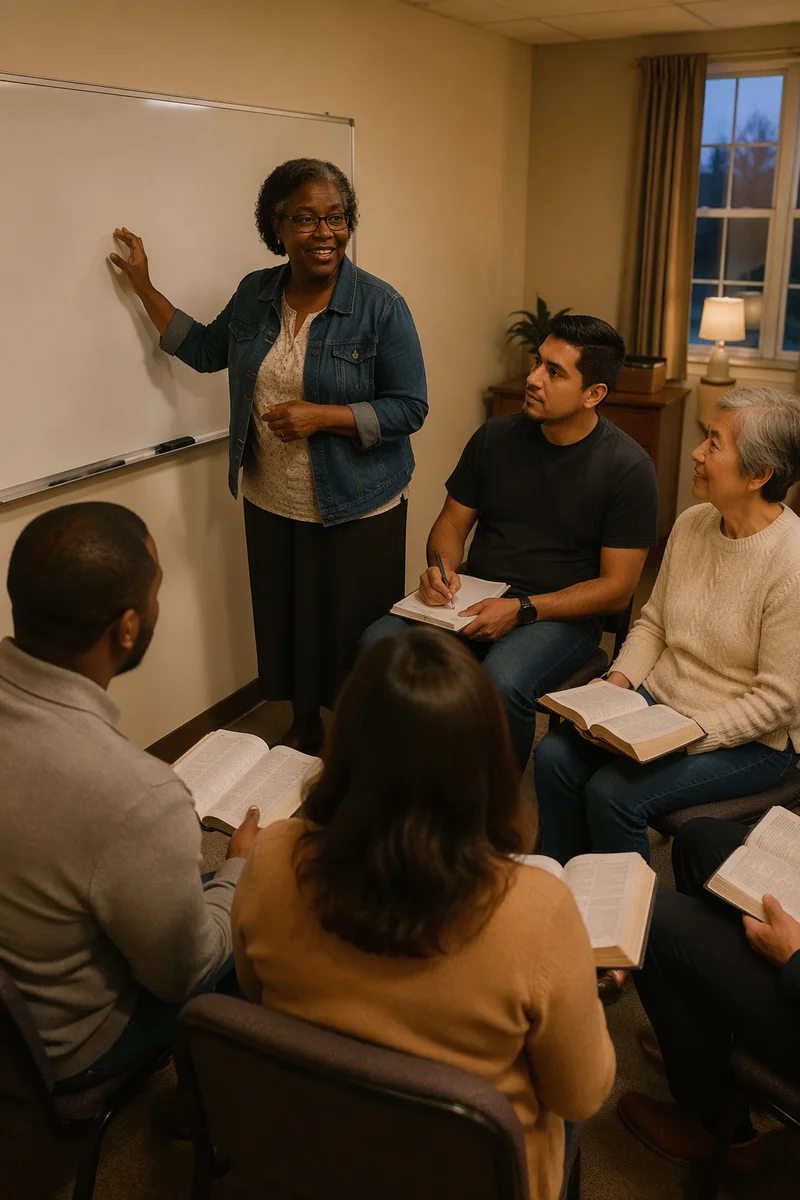 Bible Teacher Leading Small Group Study