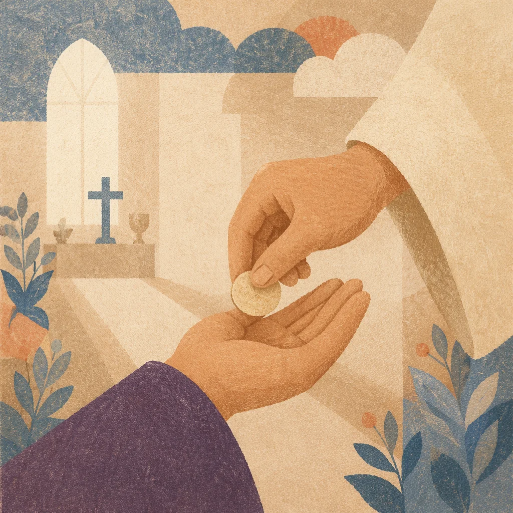 Close Up Communion Bread Shared in Church