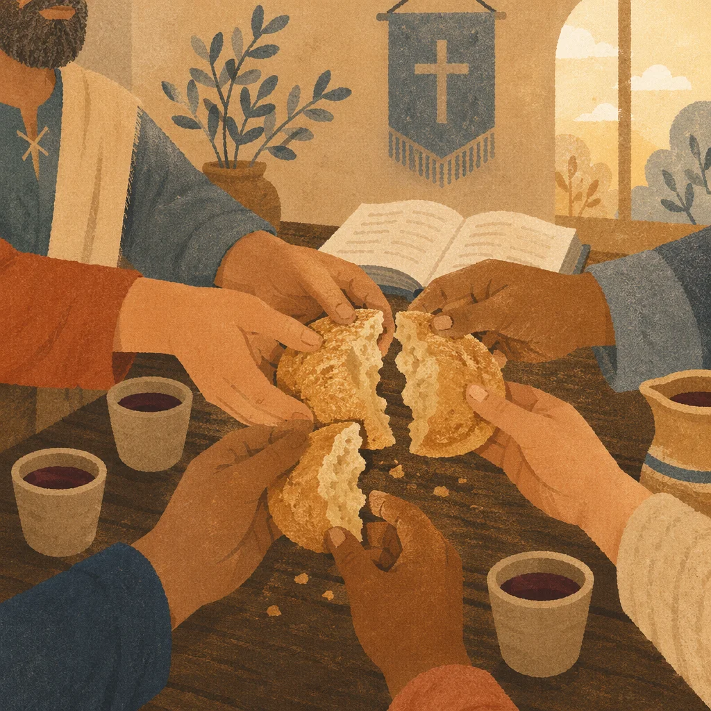 Communal Bread Breaking at Chapel Table