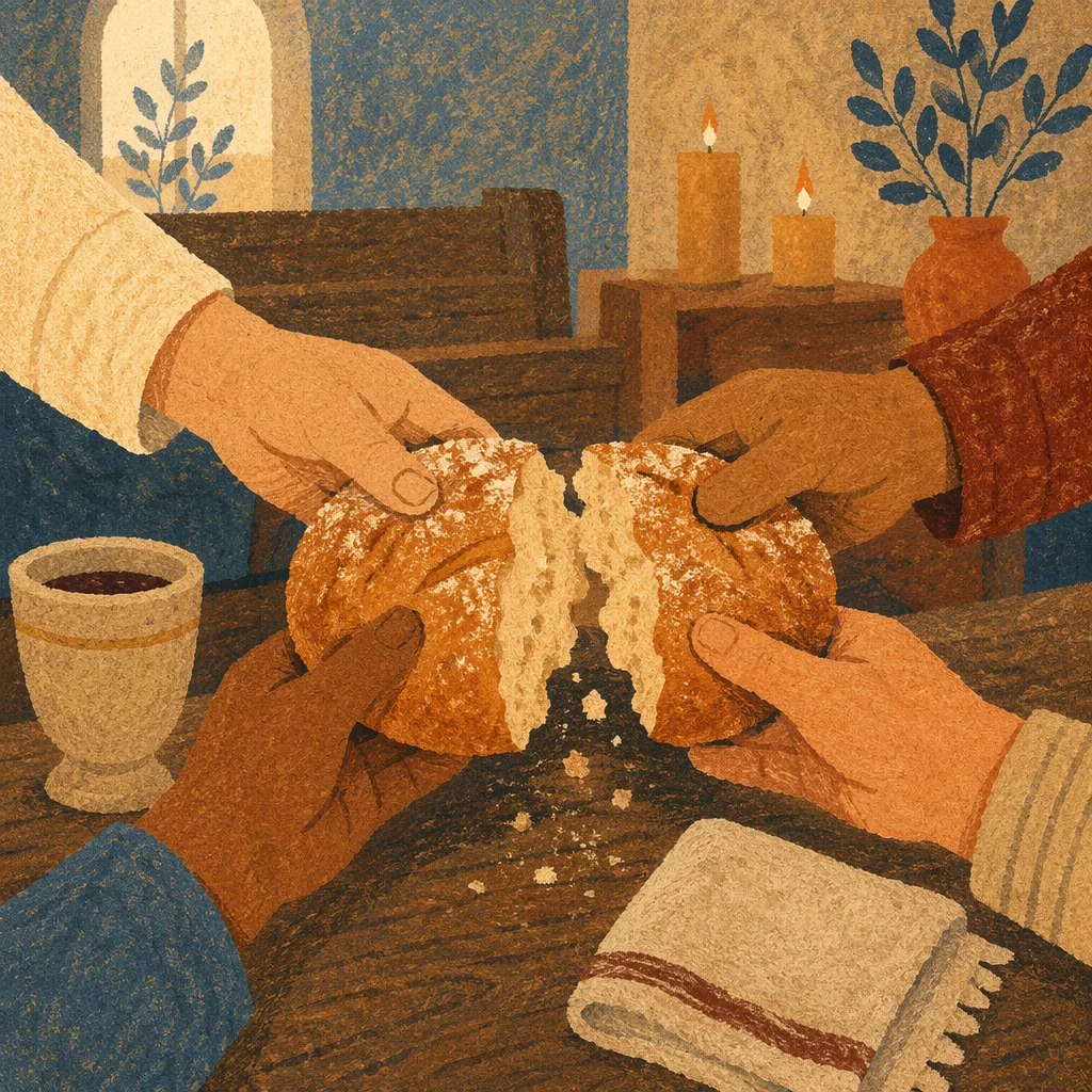 Close Up Communion Bread in Warm Fellowship