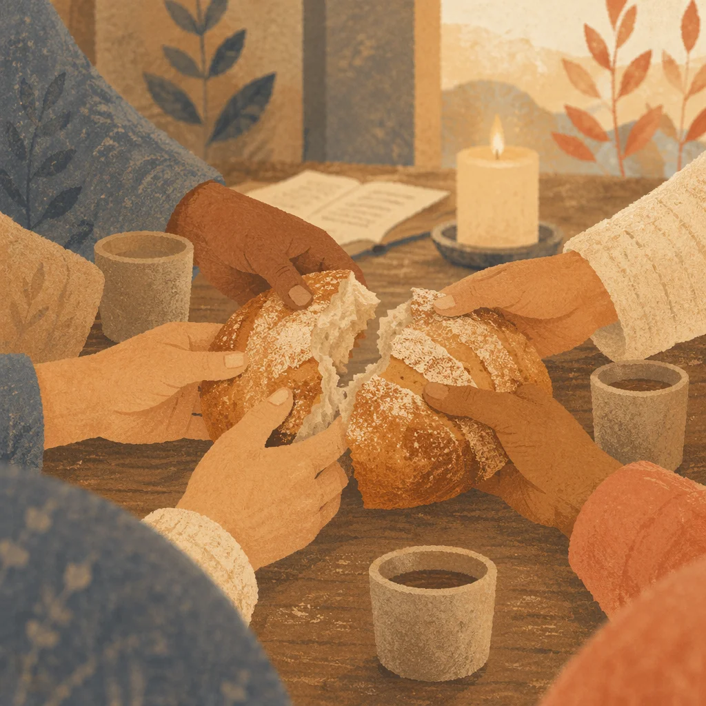 Communal Bread Breaking in Church Fellowship