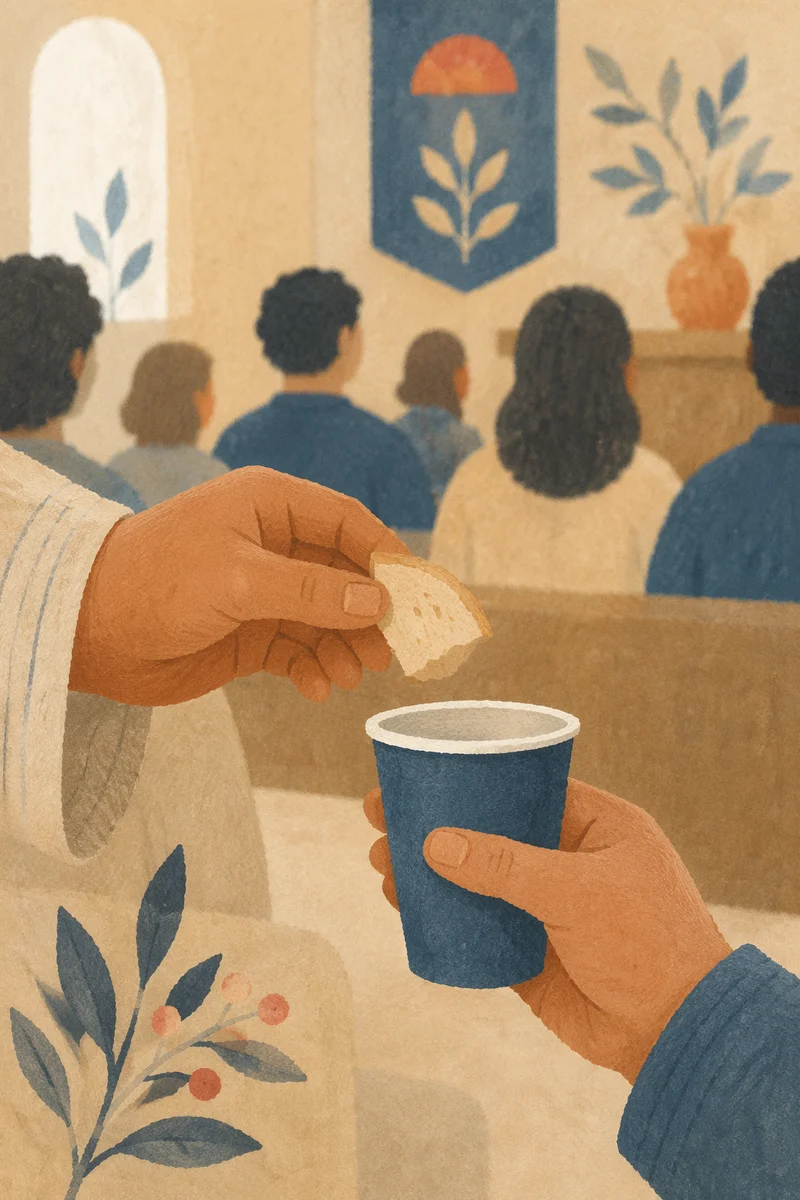 Close Up Communion Bread in Church Fellowship