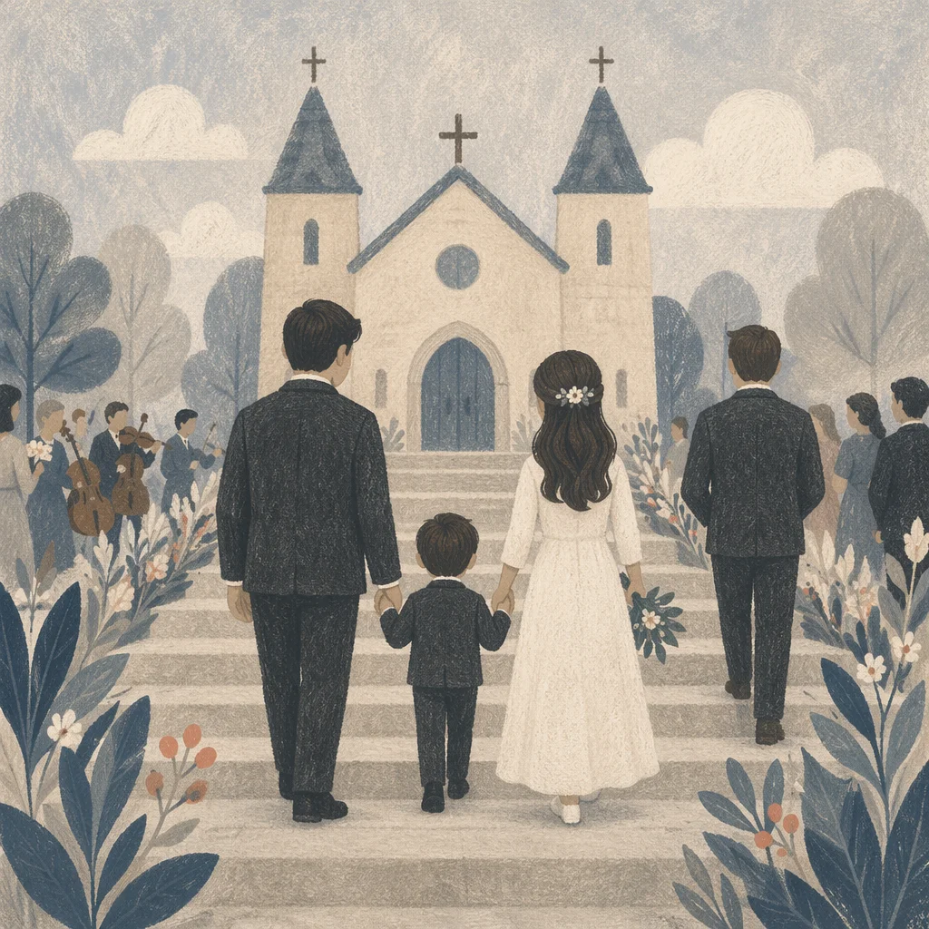 Bride Walking with Father into Church