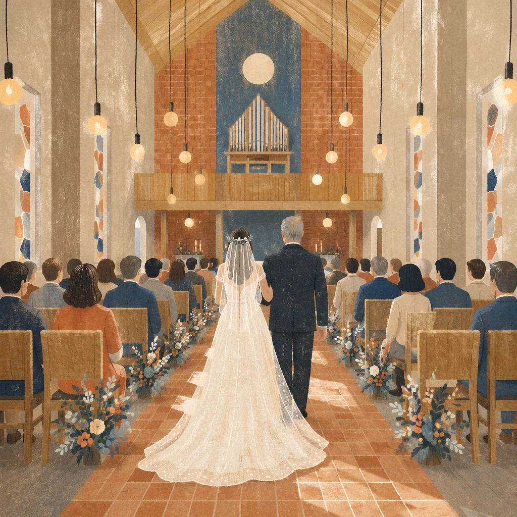 Bride Walking Down Church Aisle