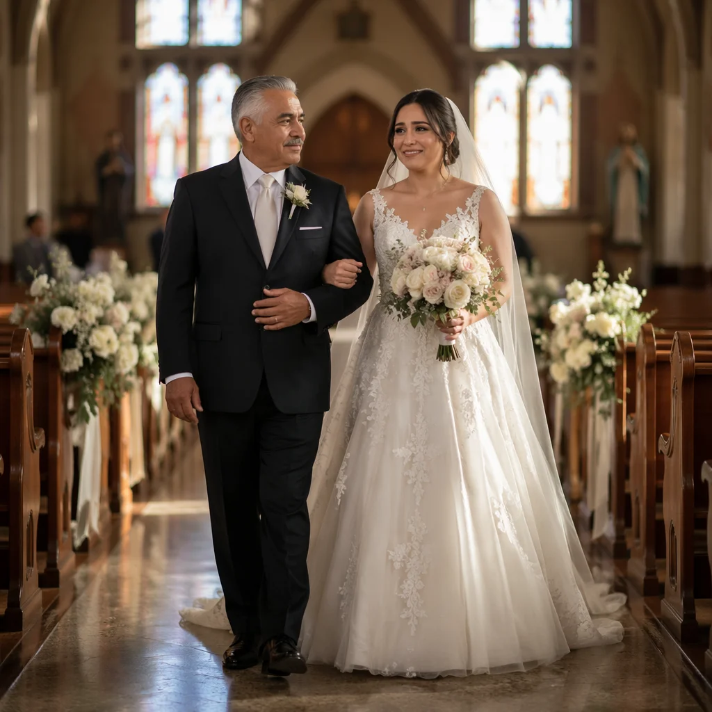 Bride Walking Down Church Aisle