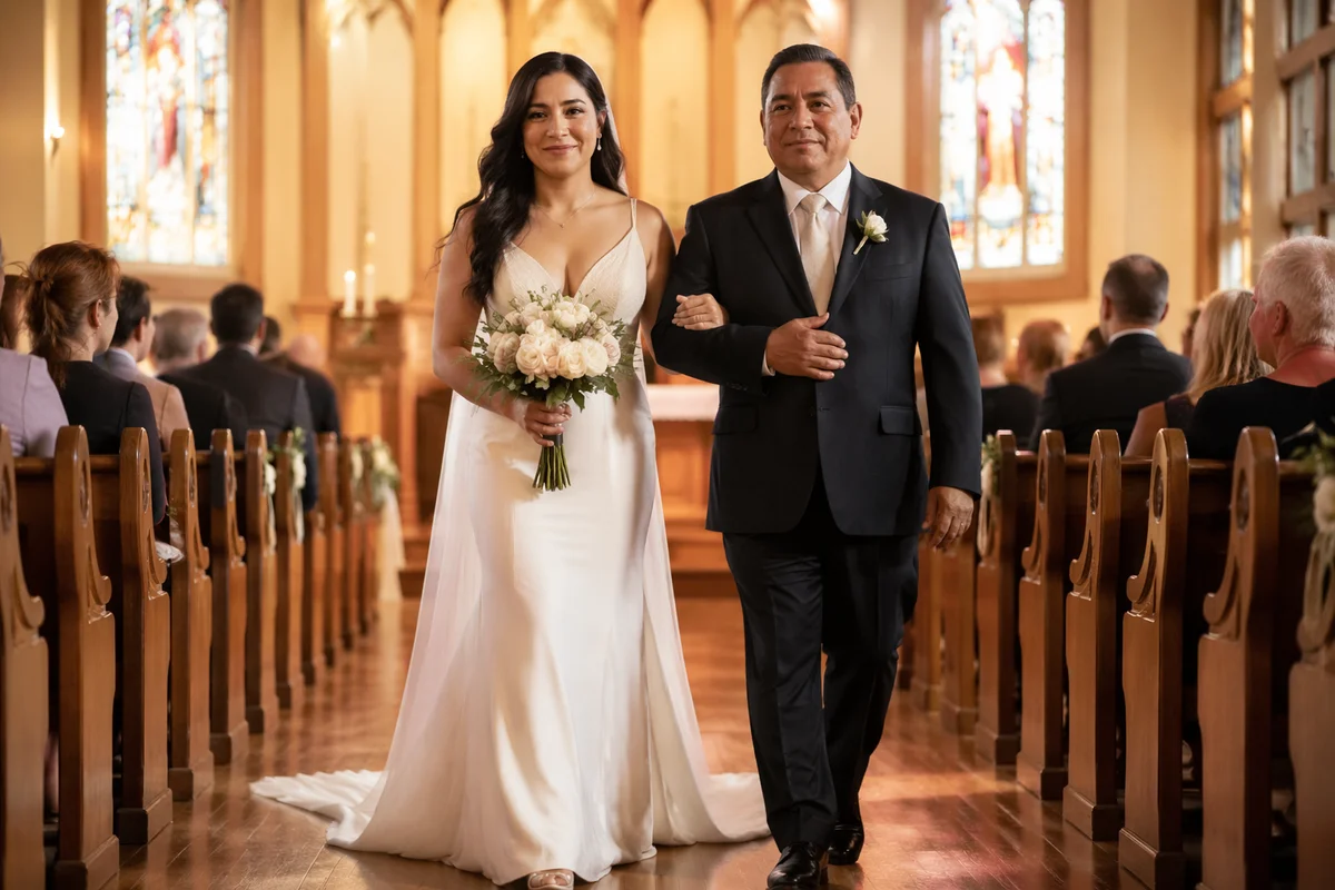 Bride Walking Down Church Aisle