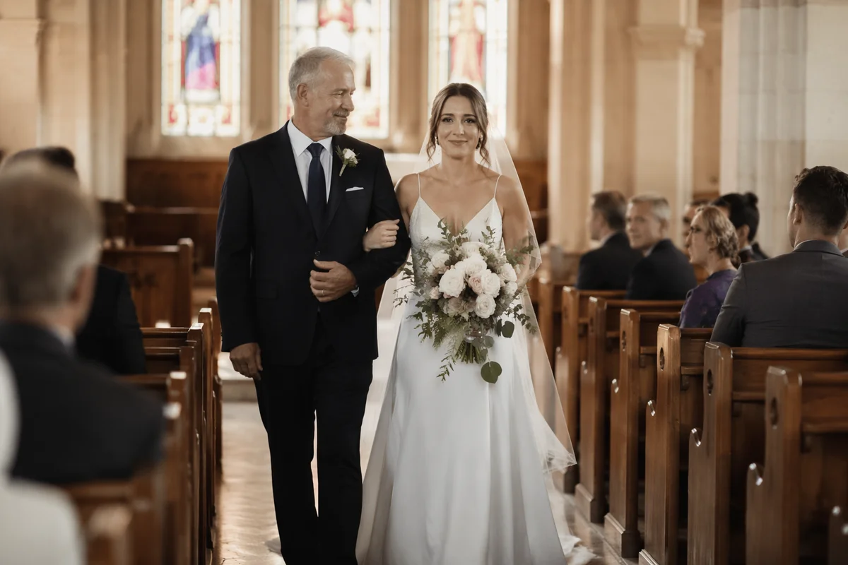 Bride Walking Down Church Aisle