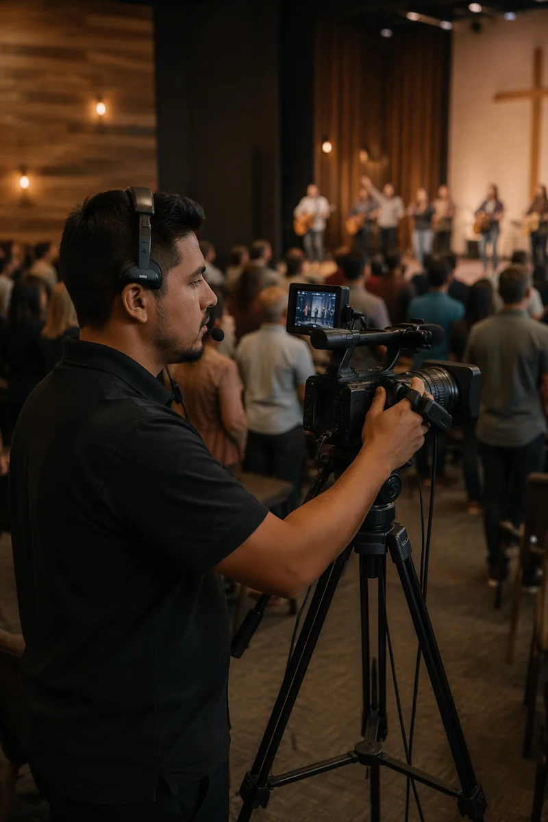 Camera Operator Filming Church Service