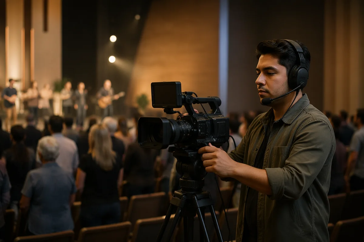 Camera Operator Filming Church Service