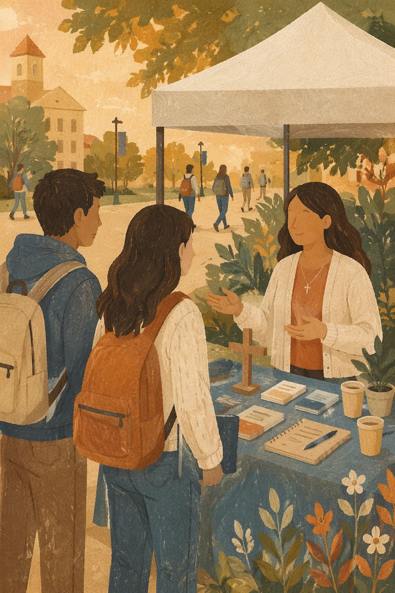 Campus Evangelism Table on Autumn Quad
