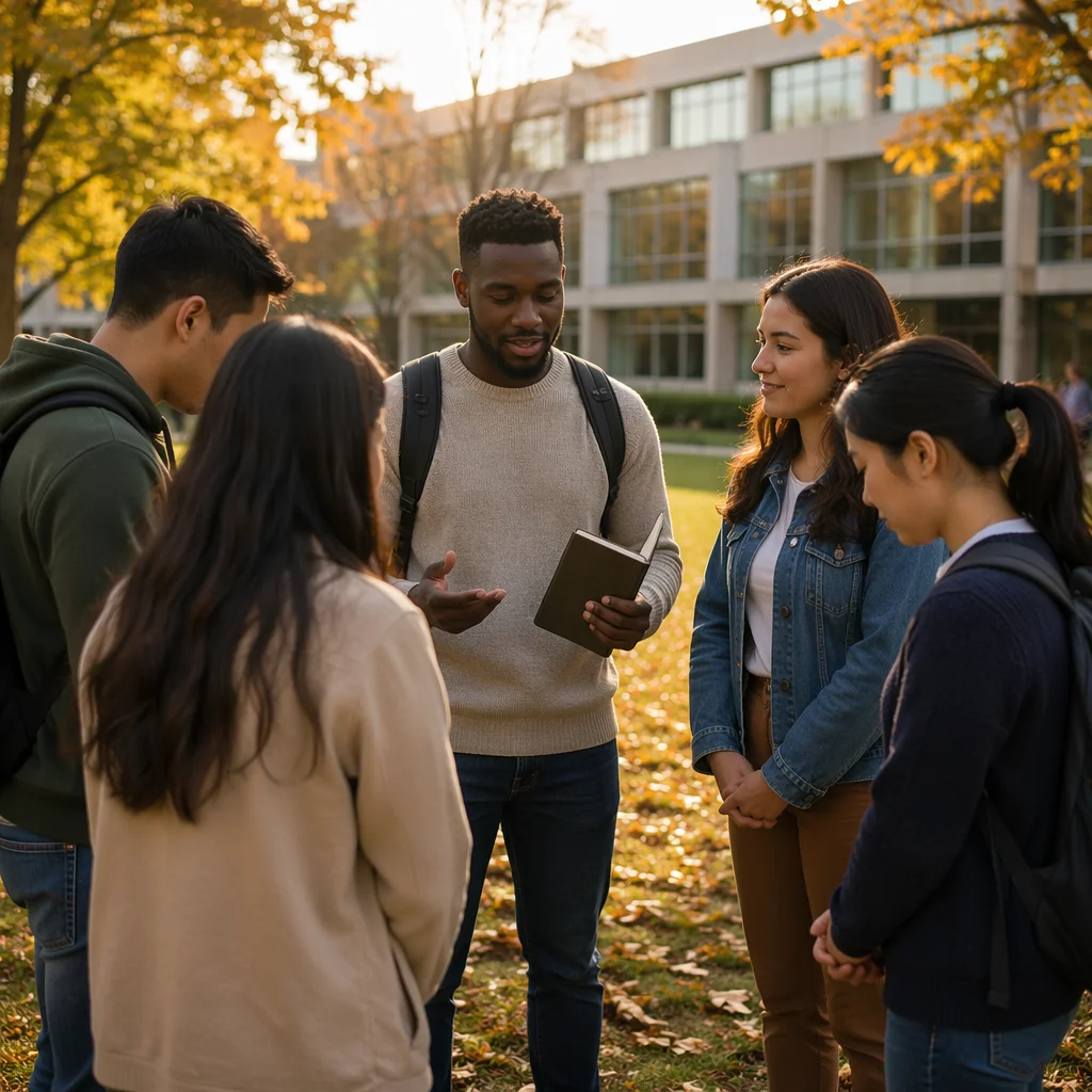 Students Praying on University Quad