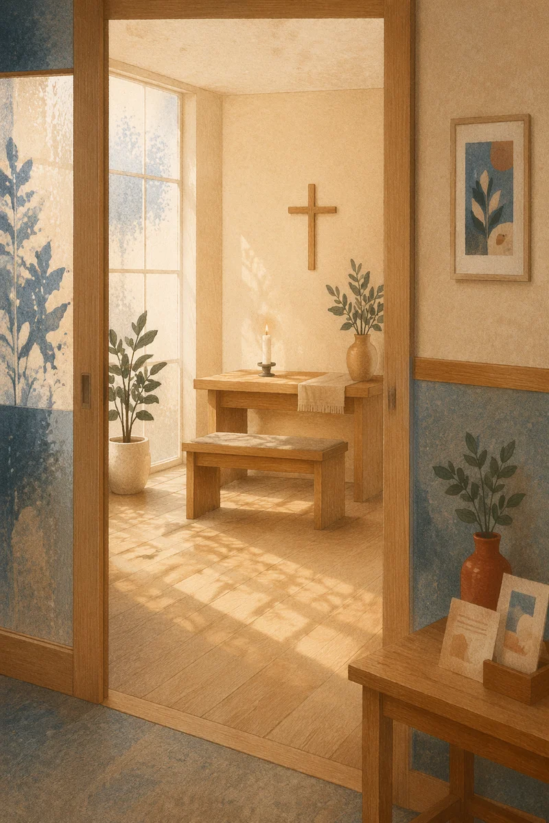 Quiet Hospital Chapel Prayer Room Interior