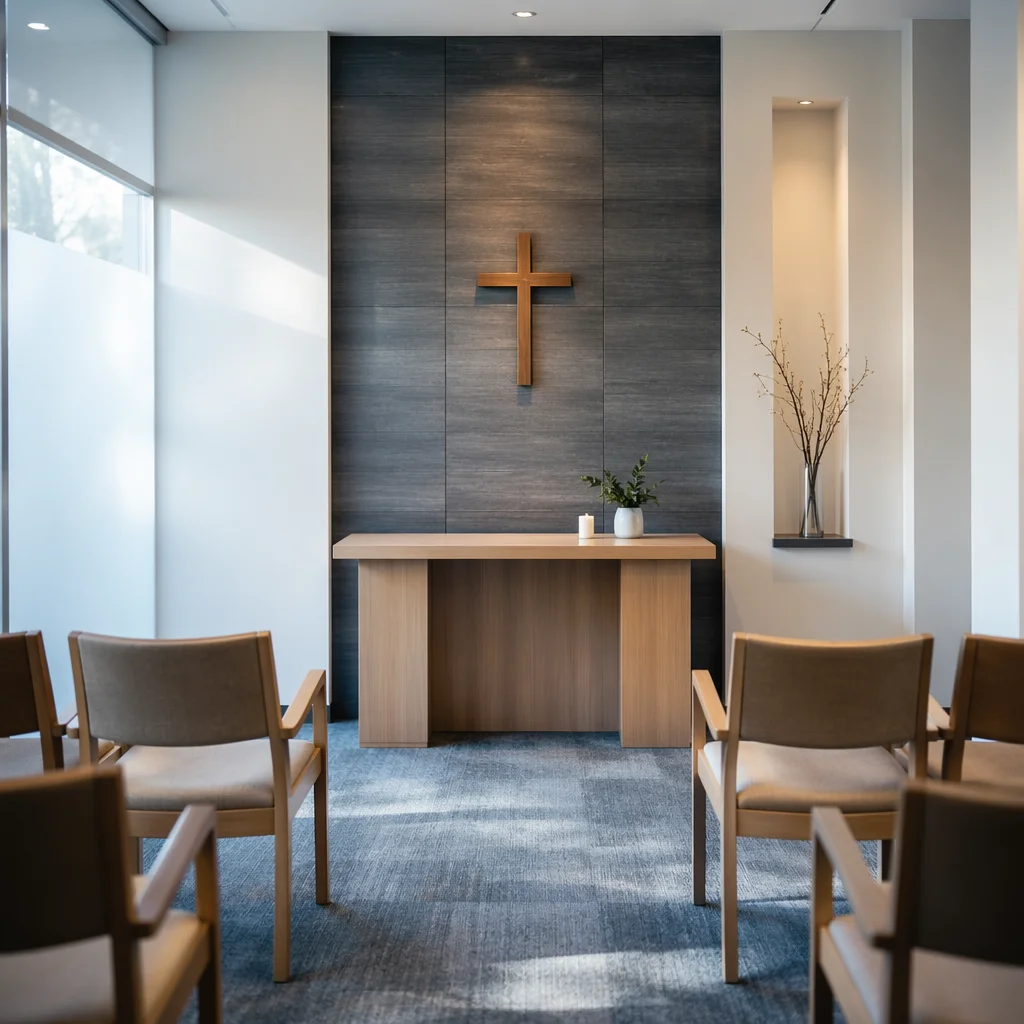 Quiet Hospital Chapel Prayer Space Interior