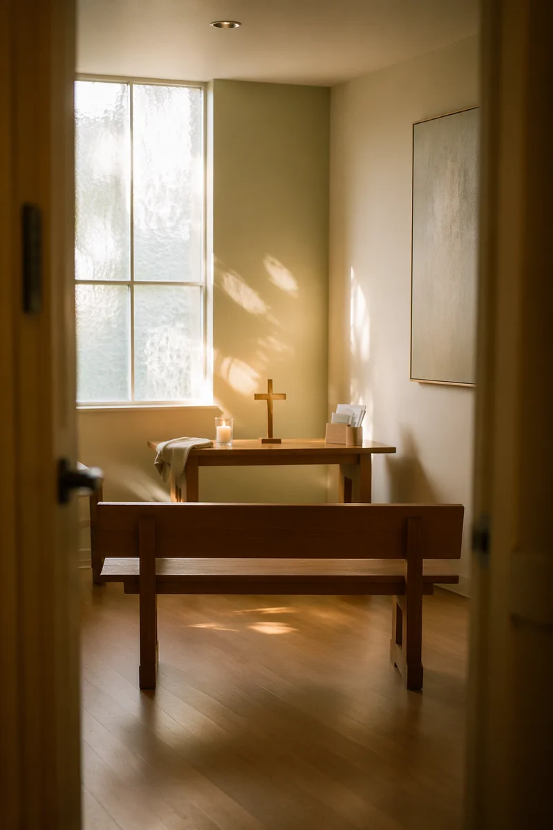 Quiet Hospital Chapel Prayer Room Interior